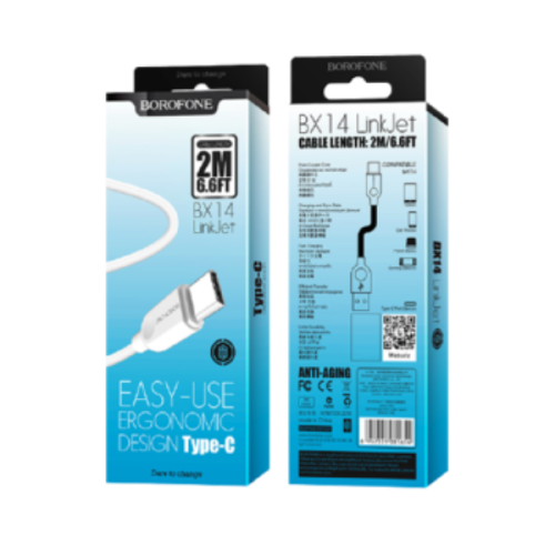 Borofone Câble Blanc BX14 USB VERS Type C 2m Charge/ Sync 2.4A