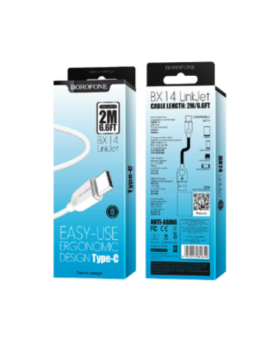 Borofone Câble Blanc BX14 USB VERS Type C 2m Charge/ Sync 2.4A