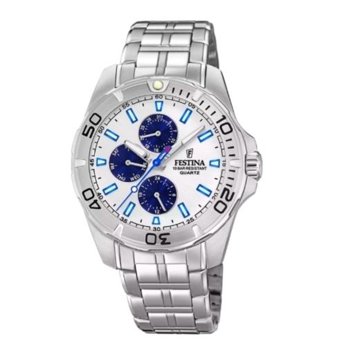 MONTRE FESTINA MULTIFUNCTION COLLECTION F20445/1 ARGENTÉ, BRACELET EN ACIER, HOMME