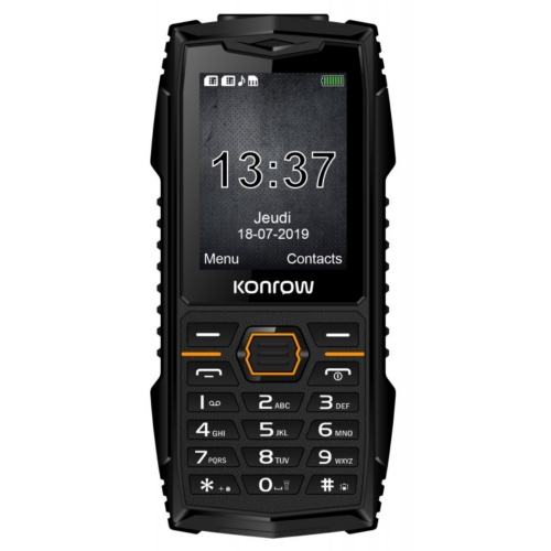Konrow Stone Plus - Téléphone Antichoc Certifié IP68 - 2.4'' - Double Sim - Noir