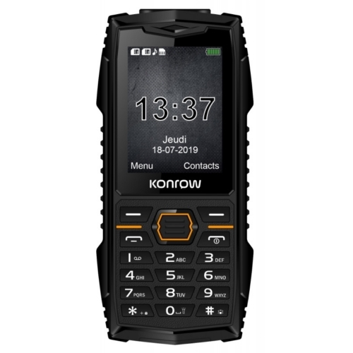 Konrow Stone Plus - Téléphone Antichoc Certifié IP68 - 2.4'' - Double Sim - Noir