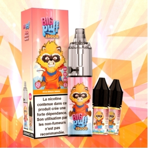 PECHE MANGUE ANANAS Tornado 2% 15000 puffs - Big Puff +2 flacons de 10 ml 