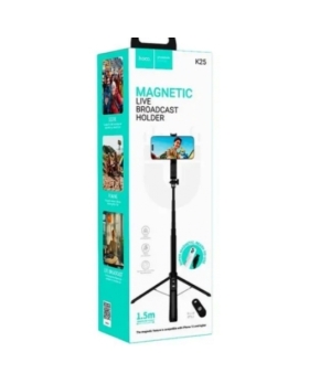 Perche à selfie/ Trépié magnétique pour téléphone 1.5m avec télécommande HOCO K25 