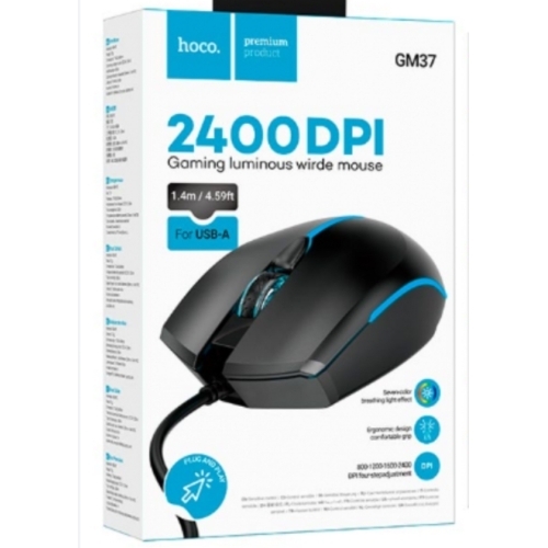 Souris GAMER lumineuse filaire HOCO GM37 NOIRE