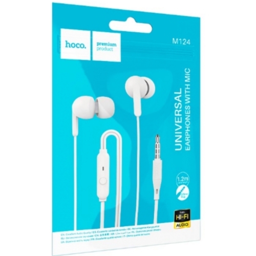 Écouteurs universels avec microphone JACK 3.5MM HOCO M123 BLANC