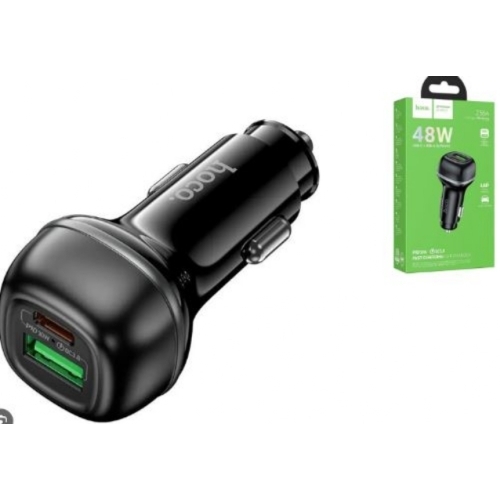 Chargeur de voiture à double port USB-C 30W+ USB 3.0 48WATTS HOCO Z58A 