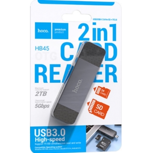 Lecteur de cartes par USB/Type-C 3.0 vers SD/ MICRO SD 2-en-1 HOCO HB45