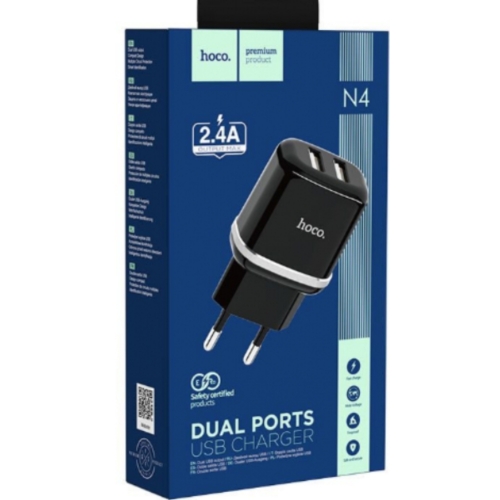 Secteur double port NOIR 2.4A USB HOCO N4 
