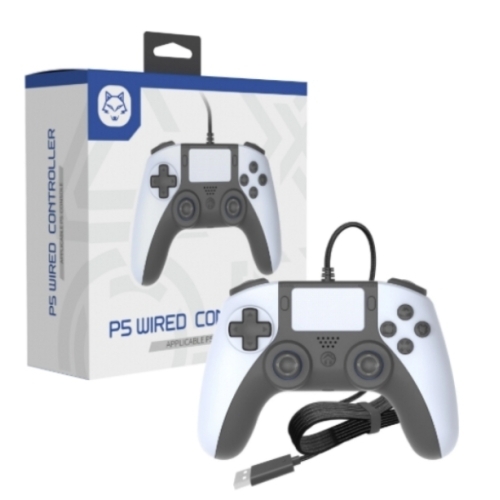 MANETTE FILAIRE BLANCHE TOPWOLF PS5/PC AVEC PRISE CASQUE JACK