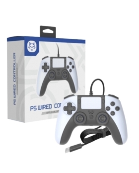 MANETTE FILAIRE BLANCHE TOPWOLF PS5/PC AVEC PRISE CASQUE JACK