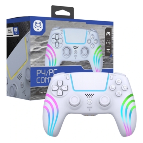 MANETTE TOPWOLF BLANCHE SANS FIL PS4/PC AVEC PRISE CASQUE JACK