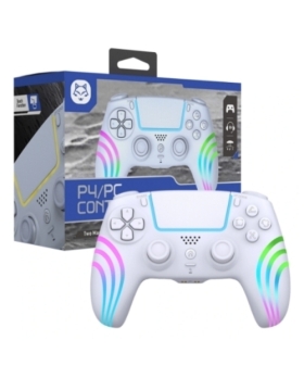MANETTE TOPWOLF BLANCHE SANS FIL PS4/PC AVEC PRISE CASQUE JACK