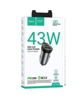 Chargeur de voiture 43 W à double port TYPE C/USB HOCO NZ16A 