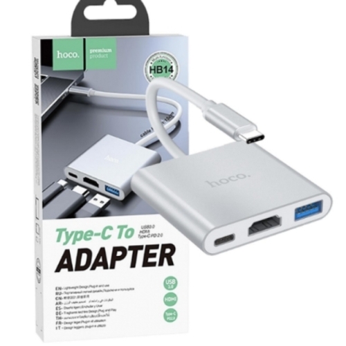 Adaptateur Type-C Vers USB 3.0/HDMI/TYPE C HOCO HB14 