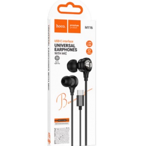 Écouteurs universels avec microphone Type-C Noir HOCO M116