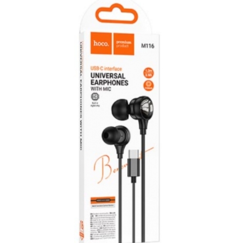 Écouteurs universels avec microphone Type-C Noir HOCO M116
