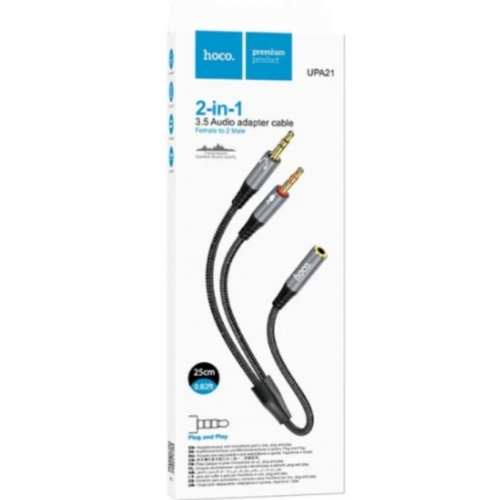 Câble adaptateur audio RCA femelle VERS 2 JACK 3.5mm 25CM HOCO UPA21 