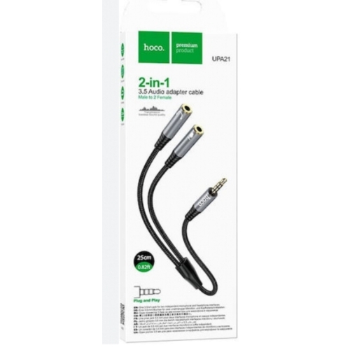 Câble adaptateur audio JACK 3.5mm VERS RCA femelle  25cm HOCO UPA21