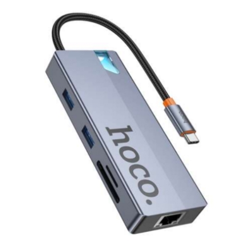 Convertisseur multifonction HUB 8 en 1 HOCO HB52 (HDTV + RJ45 + SD/TF + PD + Type-C3.0 + USB3.0 * 2)