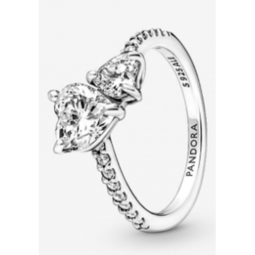 Bague Scintillante Cœur Double ARGENT 925 TAILLE 54 191198C01-54
