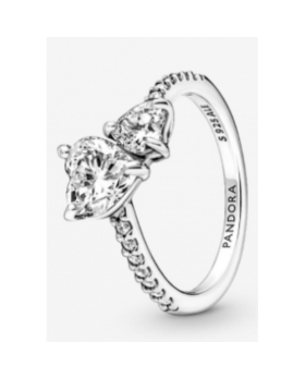 Bague Scintillante Cœur Double ARGENT 925 TAILLE 54 191198C01-54