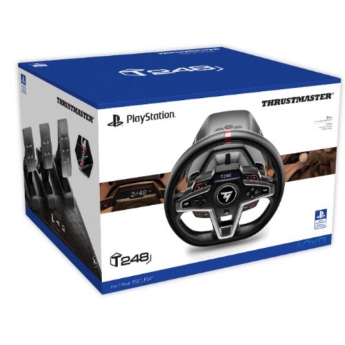 Volant Thrustmaster T248 + Pedalier Magnétiques PS5, PS4, PC, Retour de Force HYBRID DRIVE