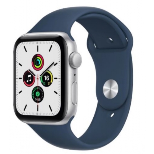 APPLE WATCH SE GEN 2 44MM SILVER BATTERIE:100% A2723 BRACELET SPORT BLEU   