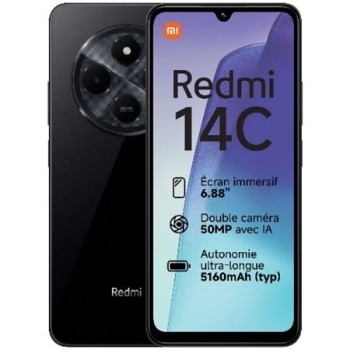 REDMI 14C NOIR 256GO RAM:8GO 50MPX ECRAN:6.88'(120HZ) DEBLOQUE PLAY STORE