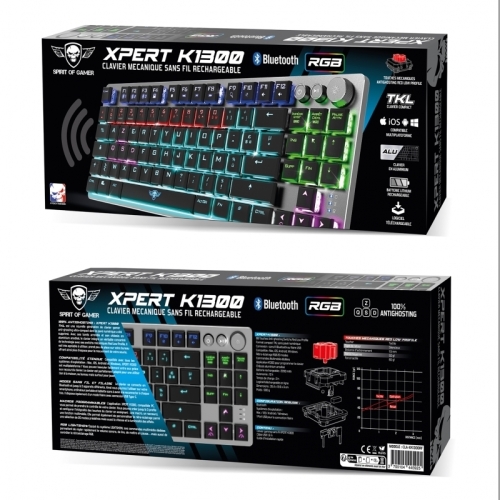 XPERT-K1300   Clavier Gamer Mecanique TKL Sans Fil & Bluetooth, Touches 100% 
