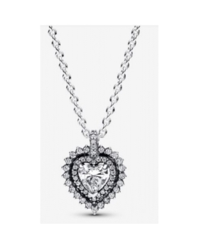 Collier à Pendentif Halo Cœur Scintillant Argent 925 393099C01-45