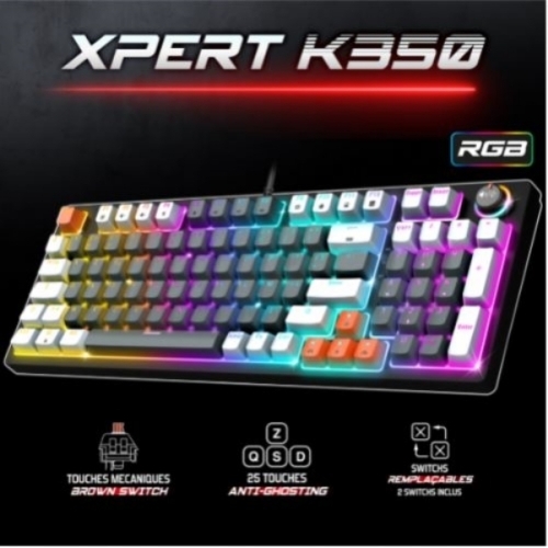 XPERT K350  CLAVIER MECA TKL USB / RGB / 97T SWITCH MARRON / GRIS CLA-XK350GR 