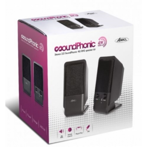 SoundPhonic 2.0 Multimedia Speakers System – 4W RMS - Noir SP-U800B 