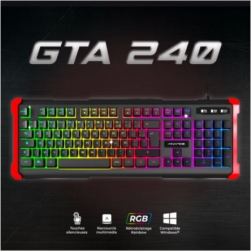 GTA 240 : CLAVIER GAMING RETRO-ECLAIRAGE RGB RAINBOW / SEMI-MECANIQUE CLA-GTA240 