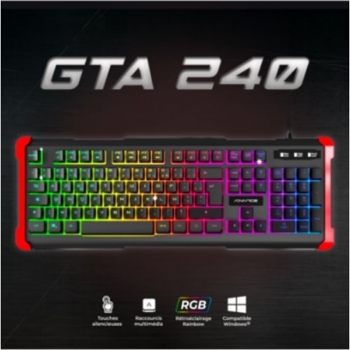 GTA 240 : CLAVIER GAMING RETRO-ECLAIRAGE RGB RAINBOW / SEMI-MECANIQUE CLA-GTA240 