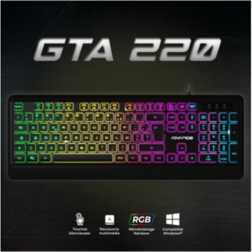GTA 220 : CLAVIER GAMING RETRO-ECLAIRAGE RGB RAINBOW CLA-GTA220 