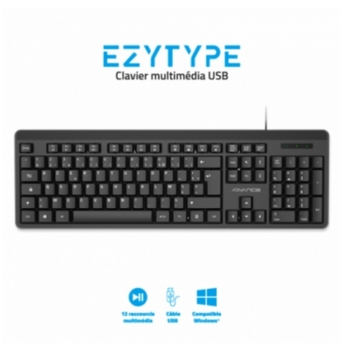EZTYPE  CLAVIER MULTIMEDIA FILAIRE USB WINDOWS CLA-1100 