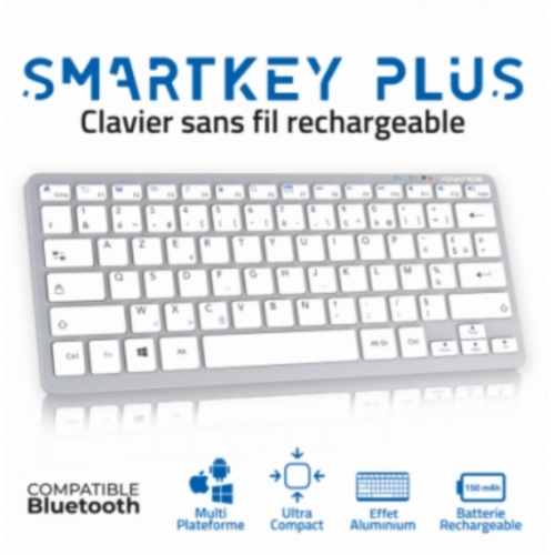 SMARTKEYS PLUS CLAVIER RECHARGEABLE SANS FIL BLUETOOTH CLA-BT230FR COMPATIBLE WINDOWS/MAC/ANDROID