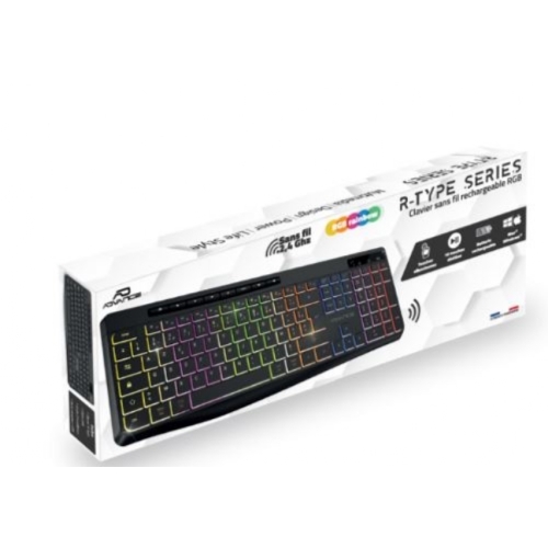 R-TYPE CLAVIER SANS FIL RECHARGEABLE RGB - NOIR CLA-310BK COMPATIBLE WINDOWS/MAC
