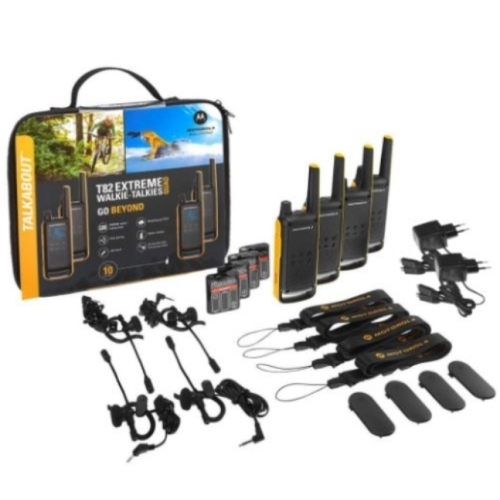 Pack de 4 MOTOROLA T82 Extrême avec mallette, chargeurs, dragonnes et oreillettes