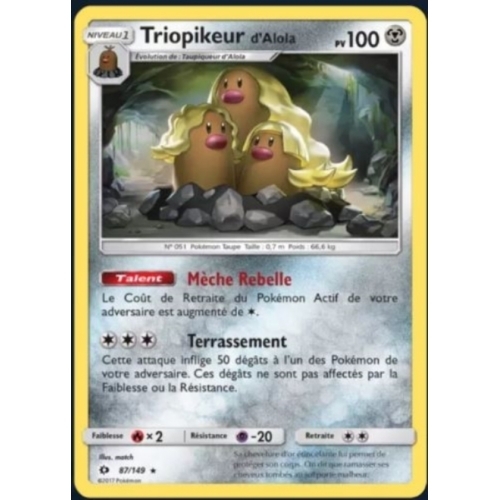 CARTE POKEMON TRIOPIKEUR D'ALOLA 87/149 PV100