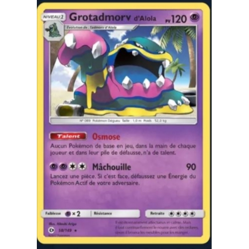 CARTE POKEMON GROTADMORV D'ALOLA 58/149 PV120