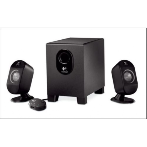 ENCEINTE FILAIRE POUR PC LOGITECH X-210 2X8W + CAISSON DE BASSE 28W 