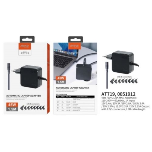 Chargeur Universel automatique AT719 - 8 Embouts pour PC Portable