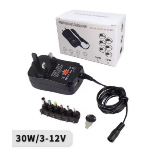 CHARGEUR PC PORTABLE  Universel, 30W, 3V, 4.5V, 5V, 6V, 7.5V, 9V, 12V