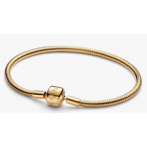 BRACELET PANDORA MAILLE SERPENT FERMOIR BARILLET 563390C00 + CHARM CLIP BLEU AZUR 763902C01