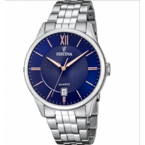 MONTRE HOMME FESTINA F20425 ACIER CADRAN BLEU