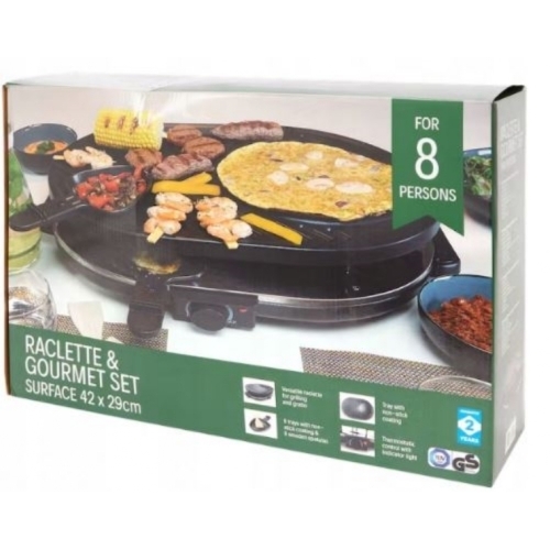 RACLETTE & GOURMET SET POUR 8 PERSONNES NOIR 1400W