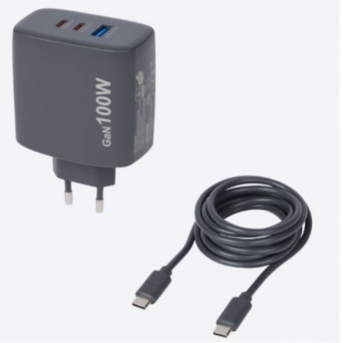 Chargeur secteur RAPIDE Re-load 100W 1 PORTS USB + 2 TYPE C + CABLE TYPE C/TYPEC 1.5M