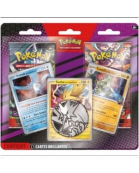 Pokémon  - Blister amélioré de 2 boosters (3 Cartes Brillantes, 1 pièce et 2 boosters Pokémon)