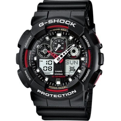 Montre Homme CASIO G-SHOCK Classique Noir et Rouge GA-100-1A4ER